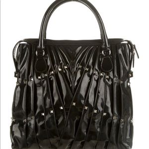 Valentino pleated patent leather Maison tote bag